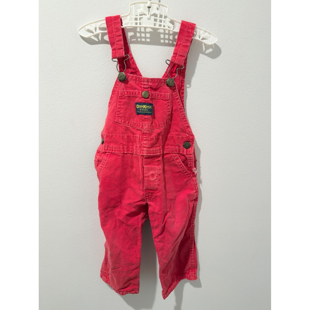 Vintage 90s OshKosh Bgosh Red Vestbak Cotton Canvas Overalls 2T